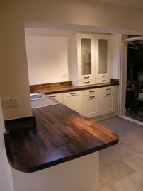 herts home extensions fitted kitchen with wooden worktop
